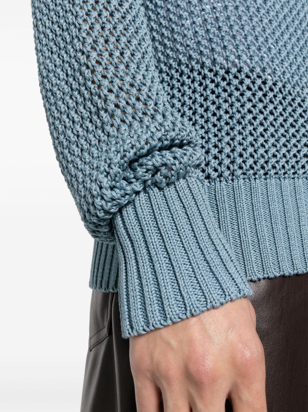 Shop Tagliatore V-neck Crochet-knit Cotton Cardigan In Blue