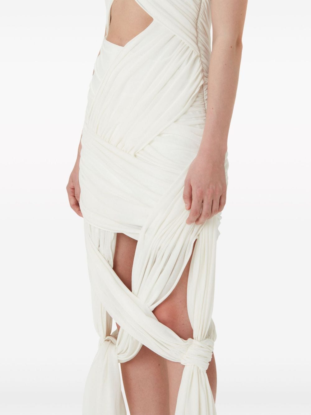 Shop Jw Anderson Draped Wrap Midi Dress In White