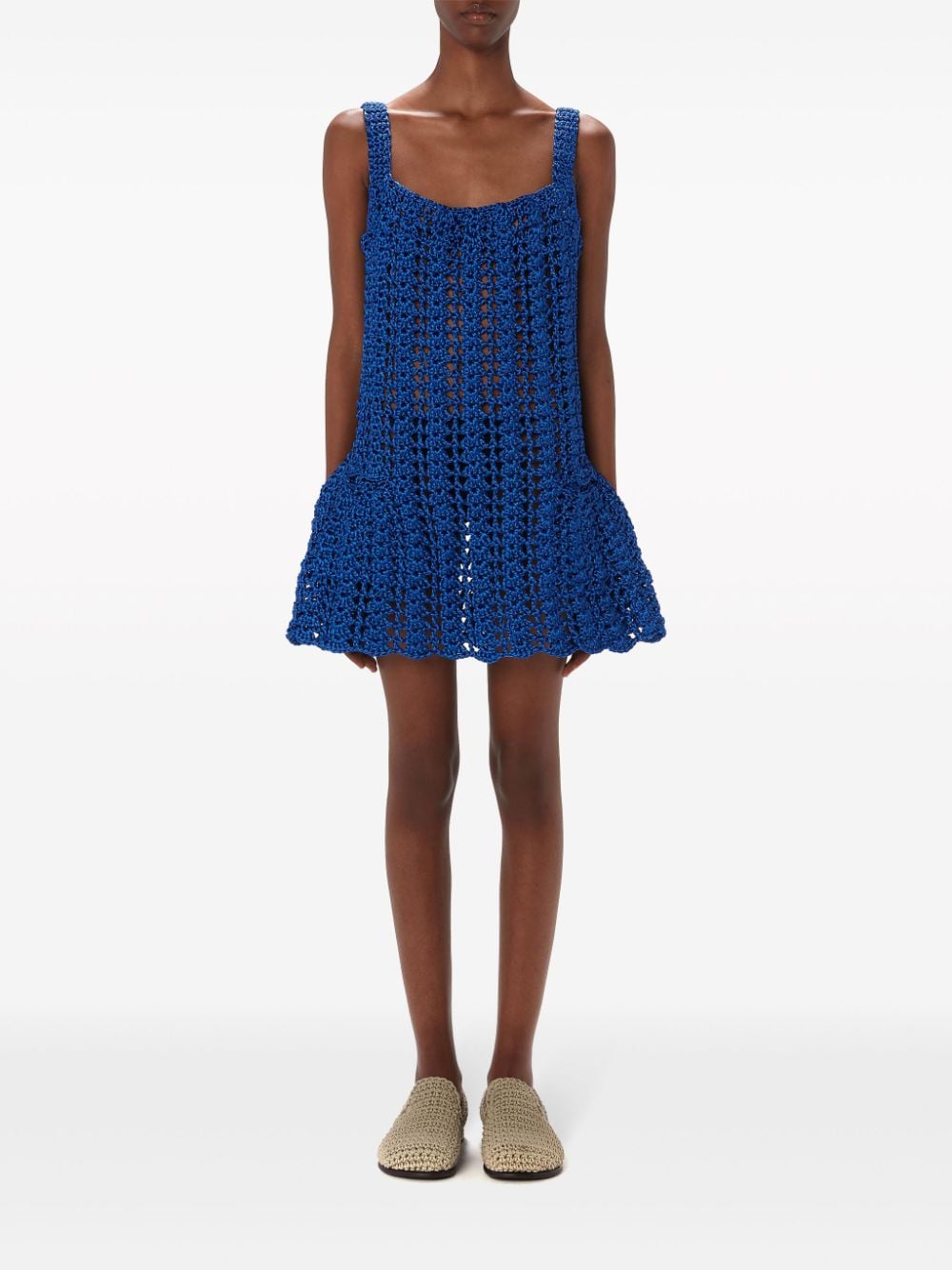 Shop Jw Anderson Crochet Mini Dress In Blue