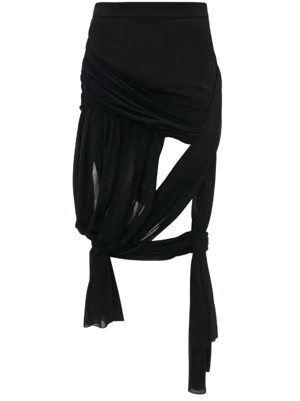 JW Anderson Draped Wrap Midi Skirt in Black