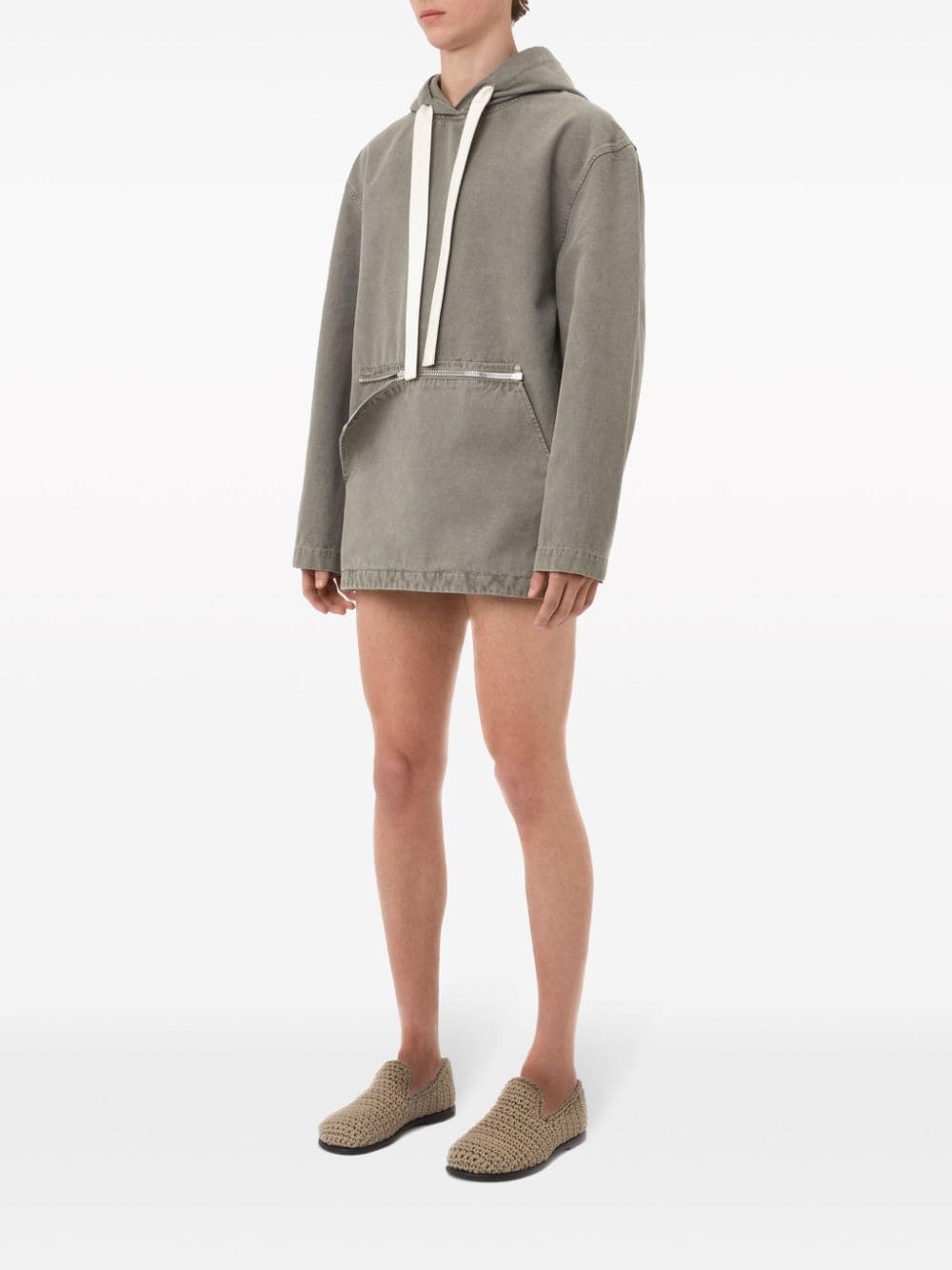 Shop Jw Anderson Garment-dyed Cotton Hoodie In Grey