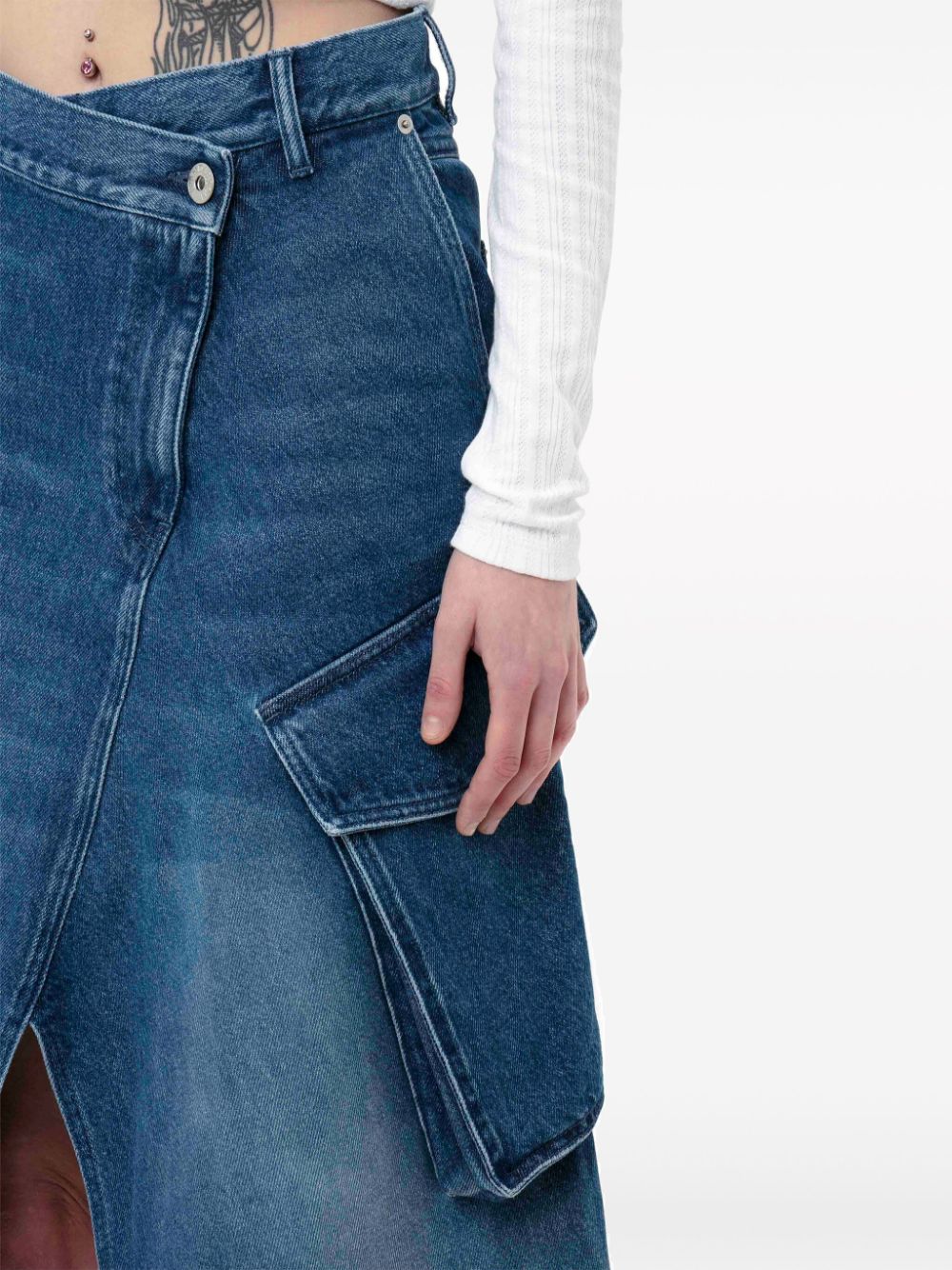 CARGO DENIM MIDI SKIRT