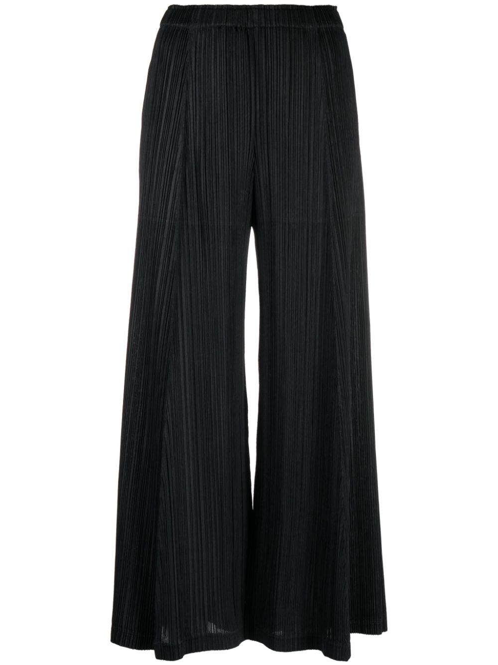 plissé-effect straight-leg trousers