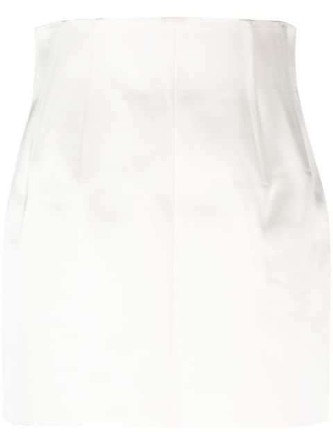 LaQuan Smith satin-finish high-waisted miniskirt