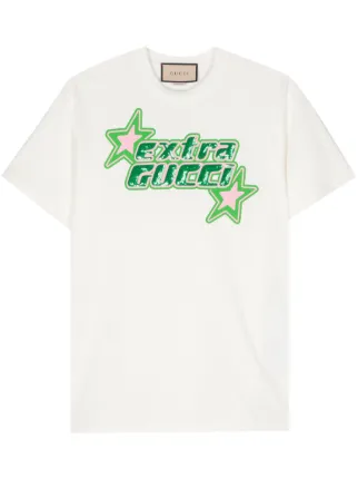 Gucci スパンコール ロゴ Tシャツ | ホワイト | FARFETCH JP