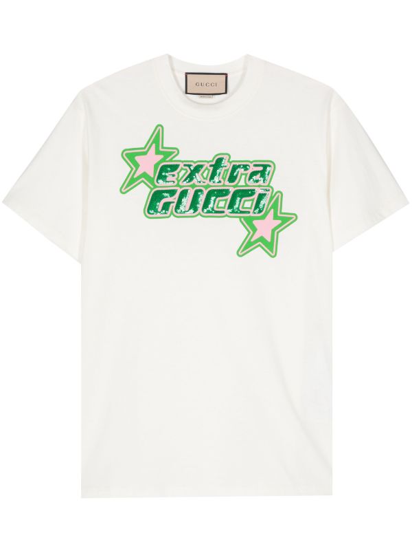 Gucci sequin logo T shirt women Cotton Polyester M White