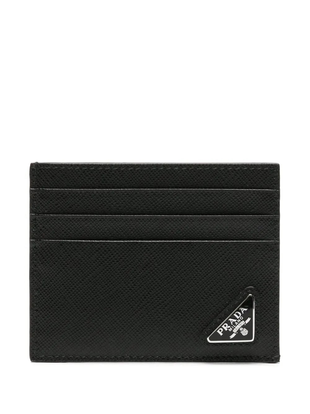 Prada triangle-logo leather cardholder – Black