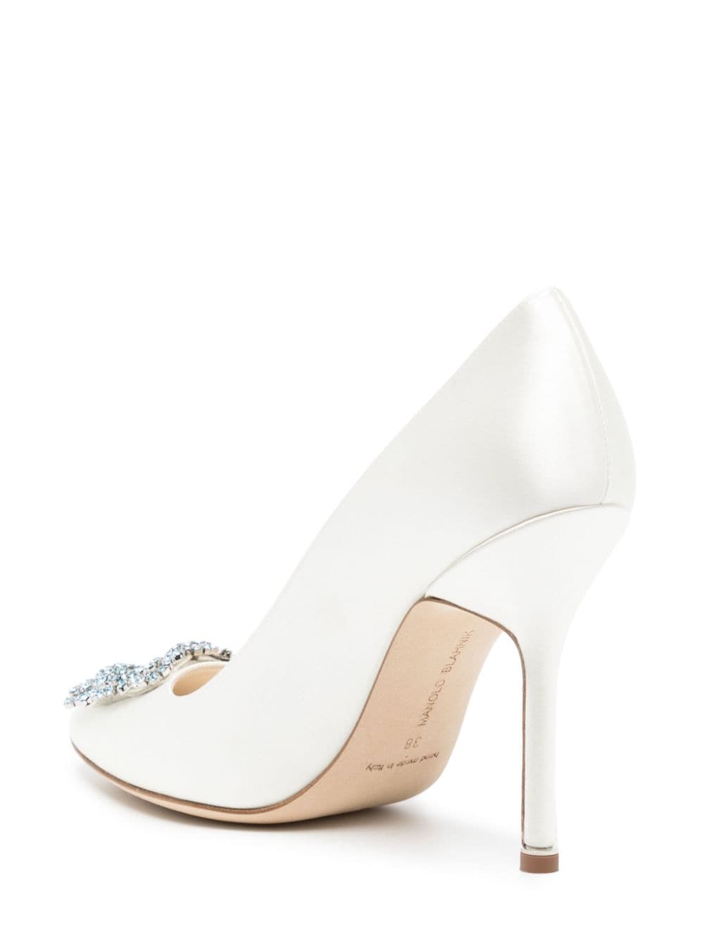 Shop Manolo Blahnik Hangisi 70mm Leather Pumps In White