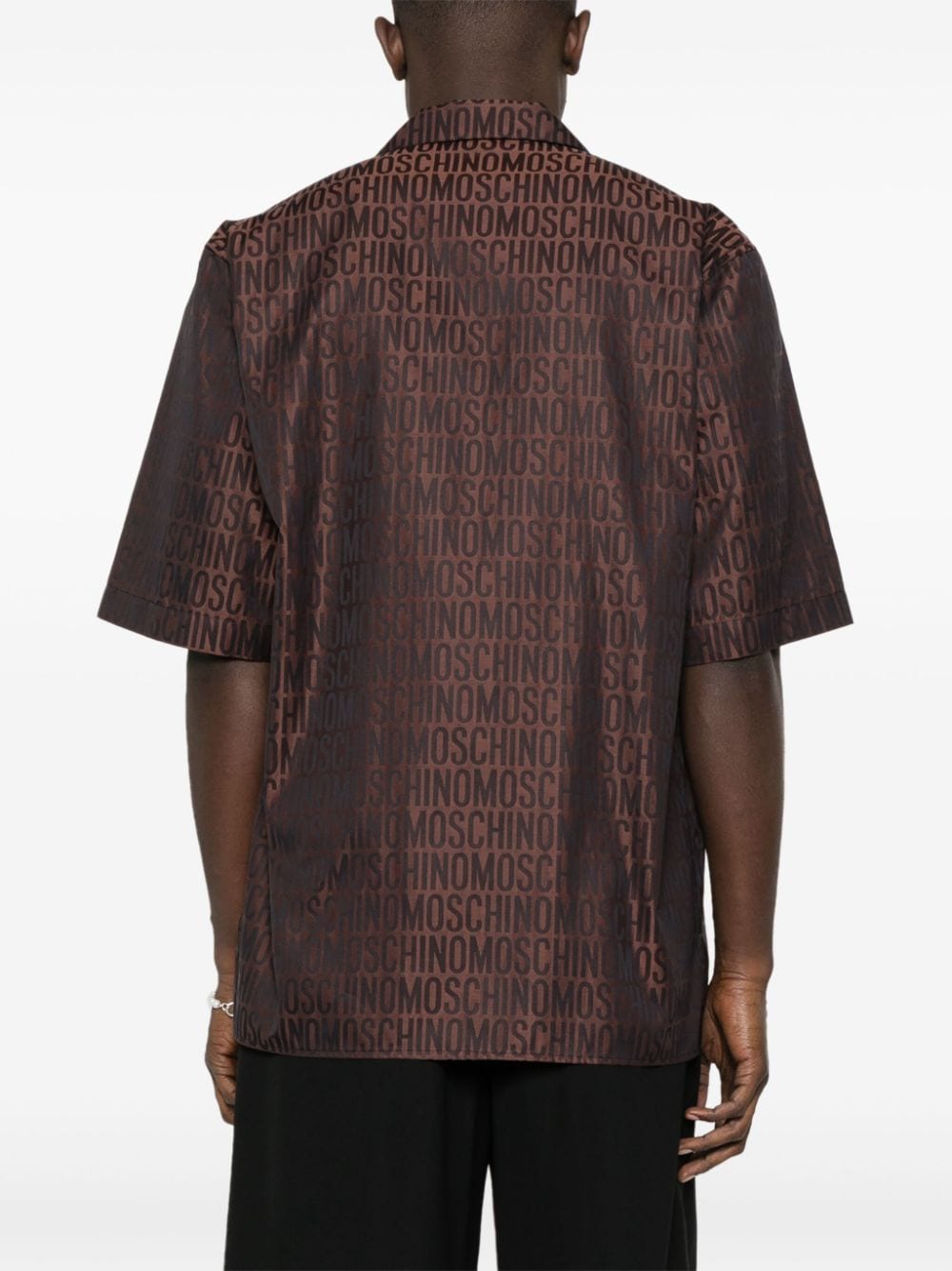 Shop Moschino Logo-jacquard Shirt In Brown