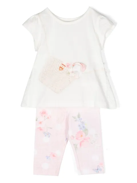 Lapin House floral-appliqué ruffled tracksuit