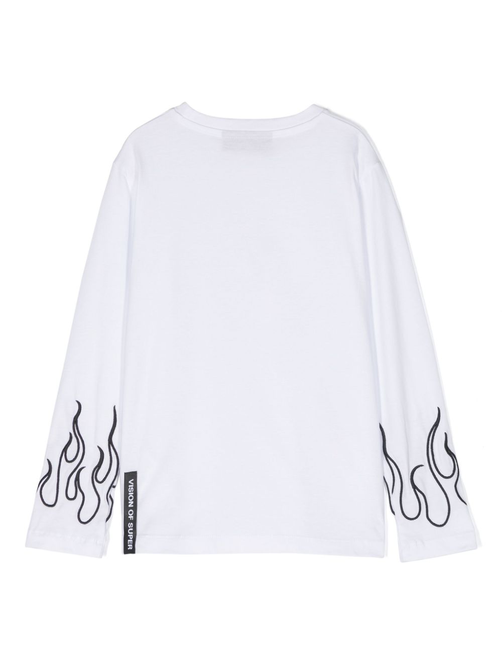 Vision Of Super Kids flame-embroidered cotton T-shirt - Wit