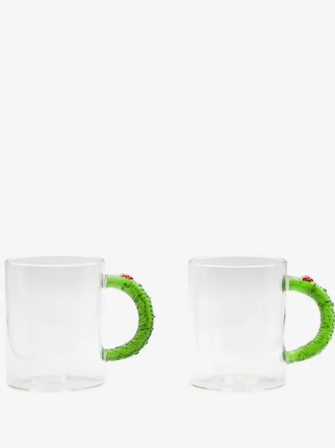 CU I SEEYOU Christmas garland-handle glass mug (set of two)