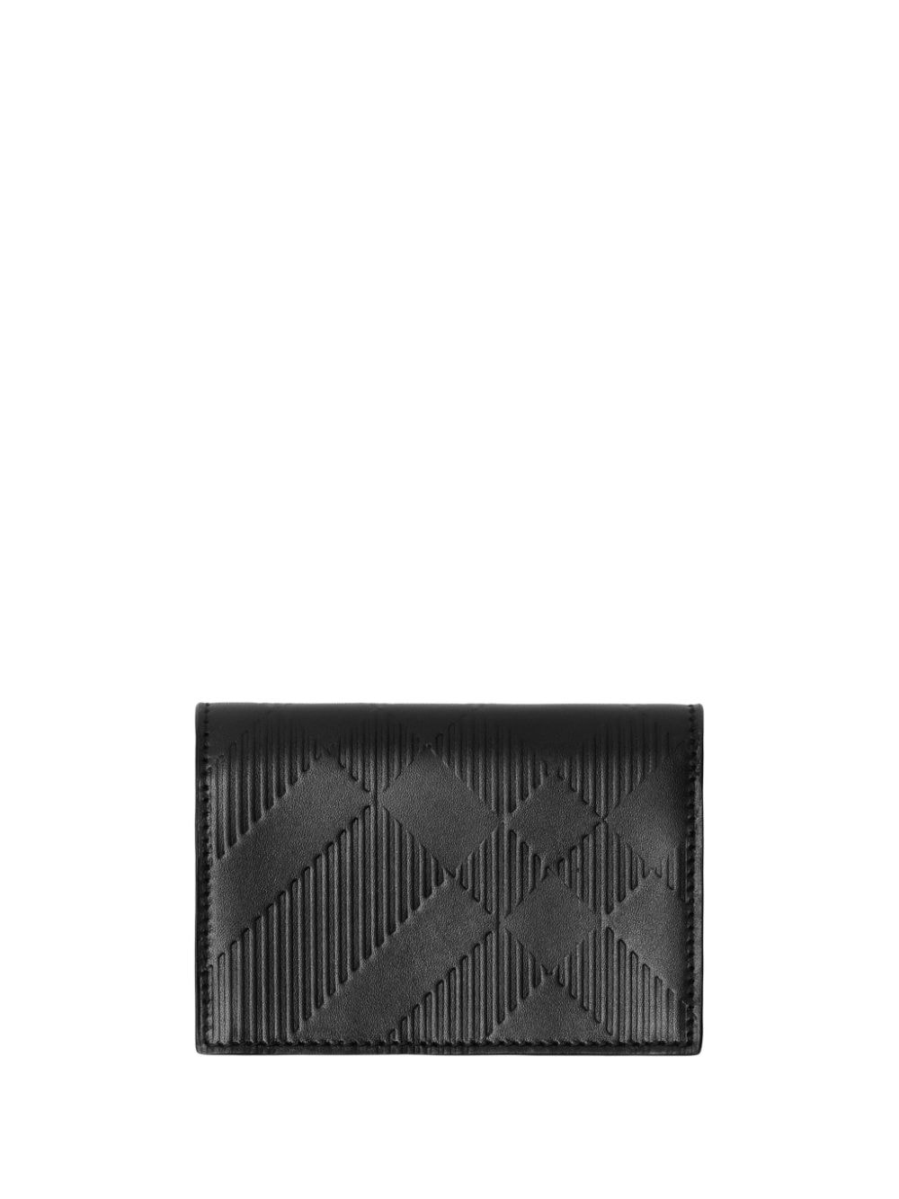 Shop Burberry Check-pattern Leather Cardholder In Black