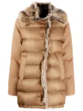 Fay faux fur-trim padded coat - Neutrals