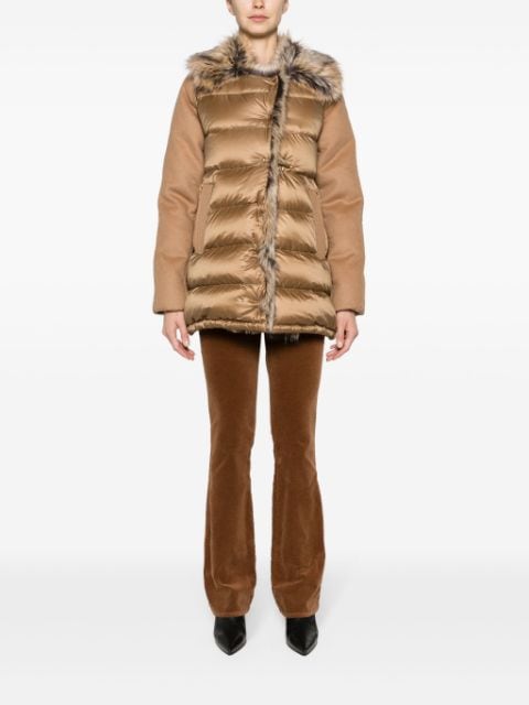 faux fur-trim panelled jacket