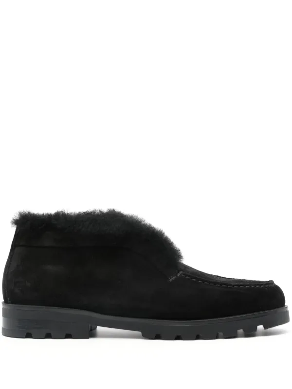 Santoni Desert Suede Loafers in Black