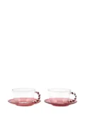 CU I SEEYOU Christmas striped-handle glass teacup (set of two) - Pink