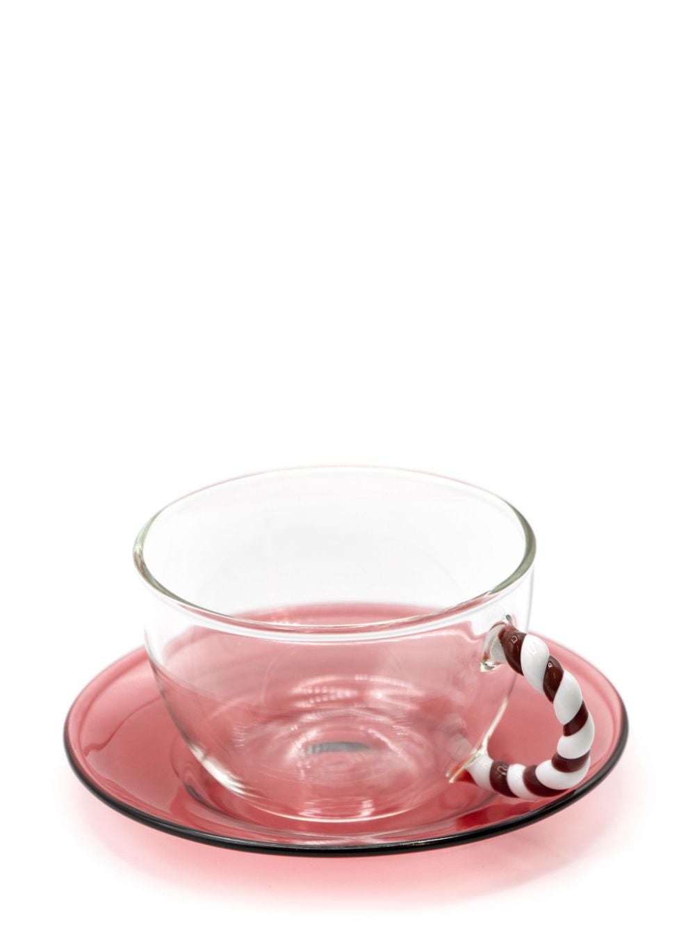 Shop Cu I Seeyou Christmas Striped-handle Glass Teacup (set Of Two) In Pink