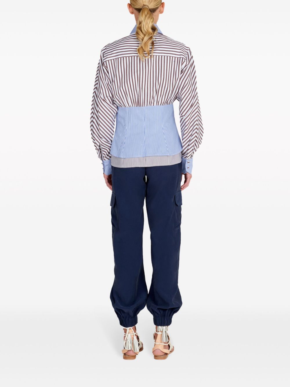 Shop Silvia Tcherassi Giorizia Striped Organic Cotton Shirt In Blue