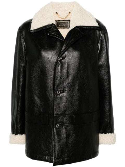 Gucci Interlocking G-buttons leather coat