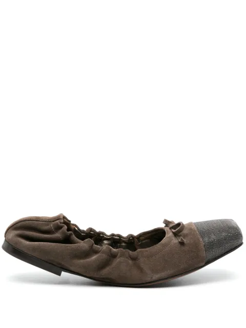 Brunello Cucinelli beaded leather ballerina shoes