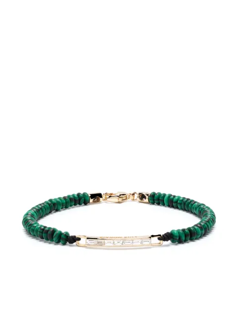 LUIS MORAIS 14kt yellow gold diamond and malachite beaded bracelet