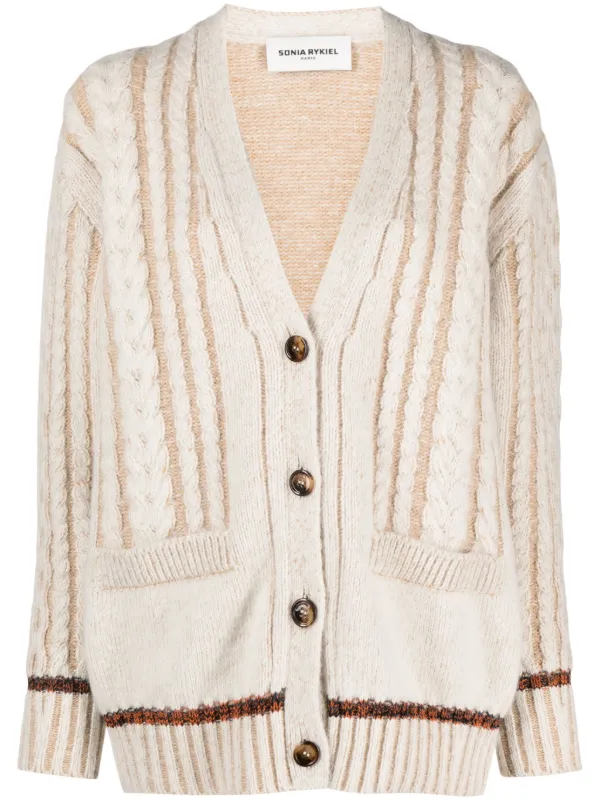 Sonia Rykiel cable-knit V-neck Cardigan - Farfetch