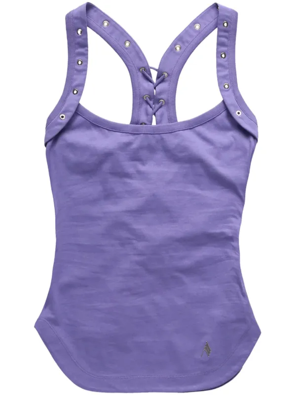 The Attico Eyelet-detailing Cotton Top in Purple