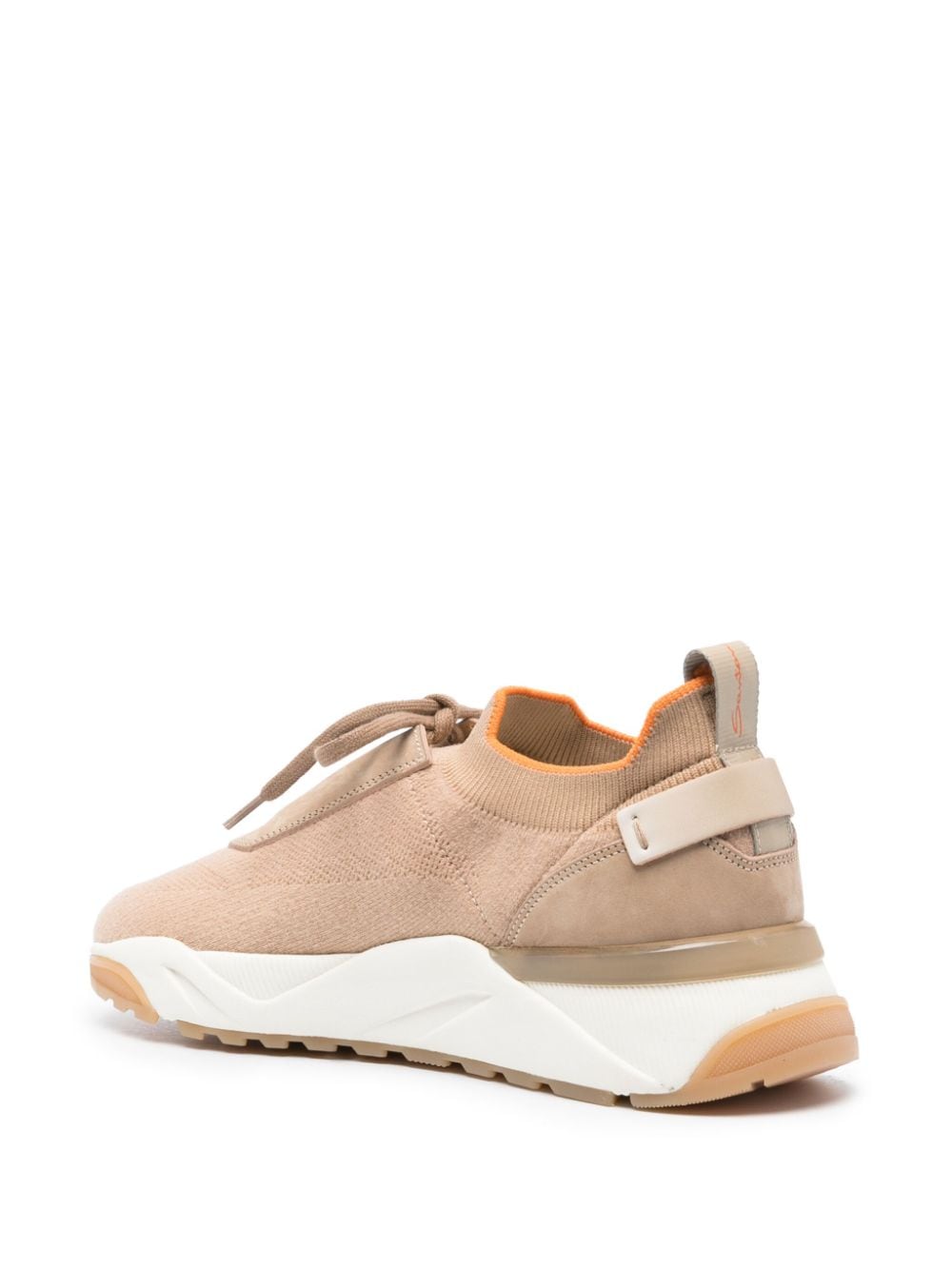 Shop Santoni Panelled Knitted Sneakers In Neutrals