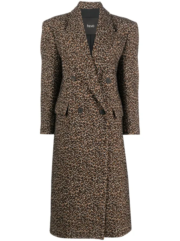 Hevo Martina leopard print Virgin Wool Coat Brown FARFETCH CA