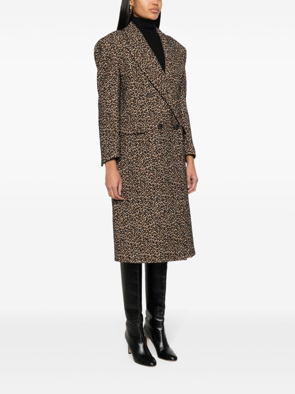 Shop Hevo Martina Leopard-print Virgin Wool Coat In Brown