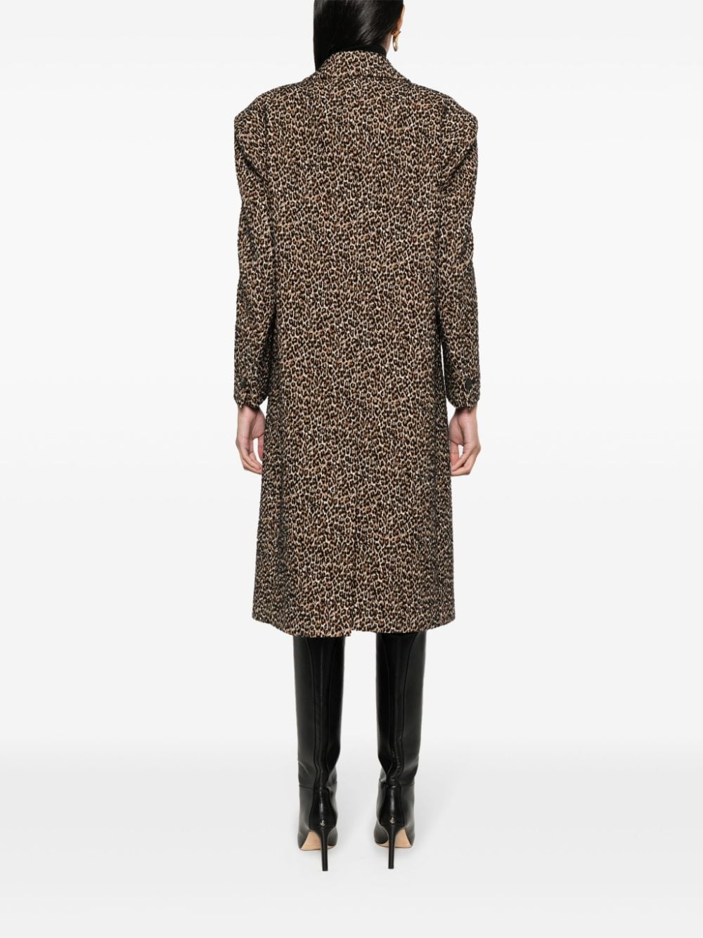Shop Hevo Martina Leopard-print Virgin Wool Coat In Brown