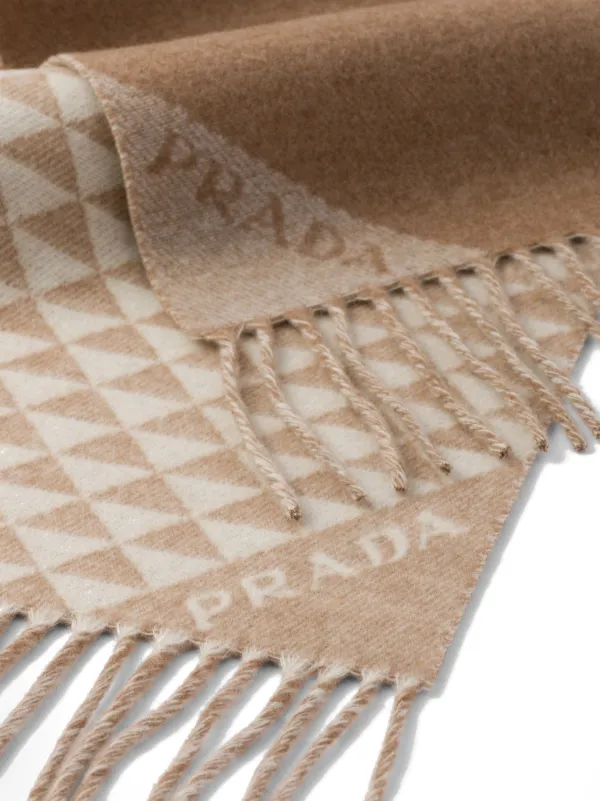 Prada Cachecol Symbole Dupla Face De Lã e Cashmere | Neutro