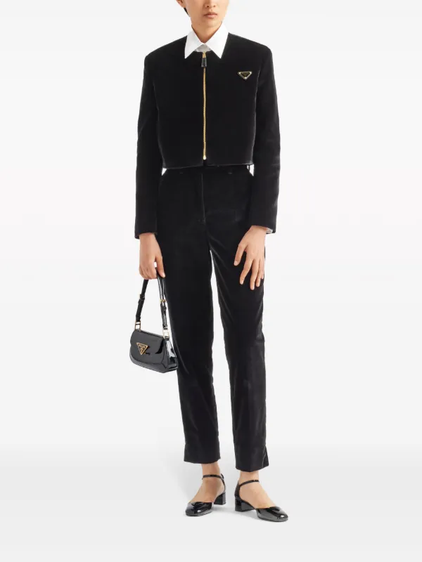 Prada Velvet straight-leg Trousers | Black | FARFETCH PT
