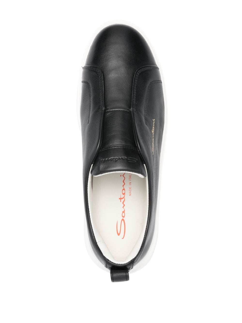 Shop Santoni Slip-on Leather Sneakers In Black