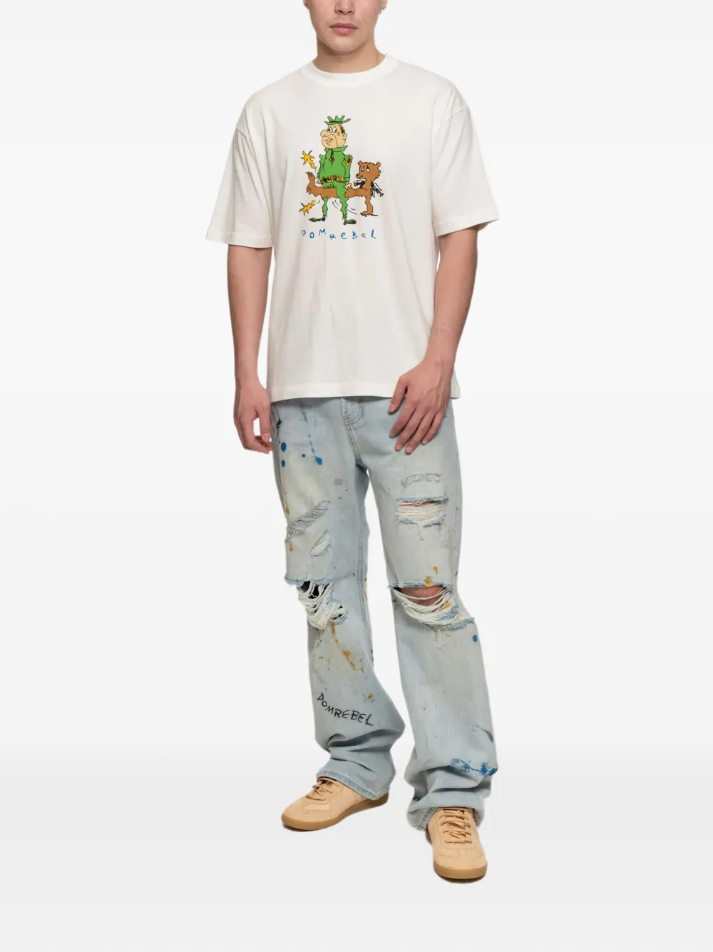 DOMREBEL Booboo T-shirt met grafische print - Wit