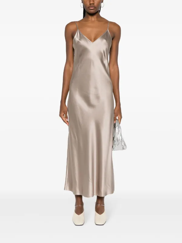 JOSEPH Clea V neck Silk Satin Slip Dress Farfetch