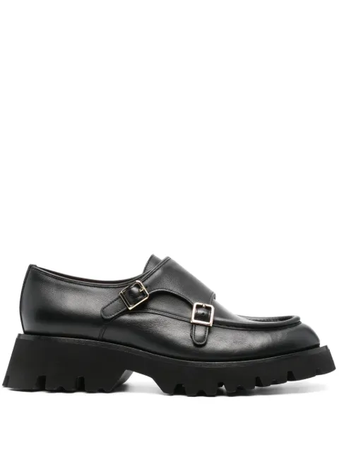 Santoni double-buckle leather shoes