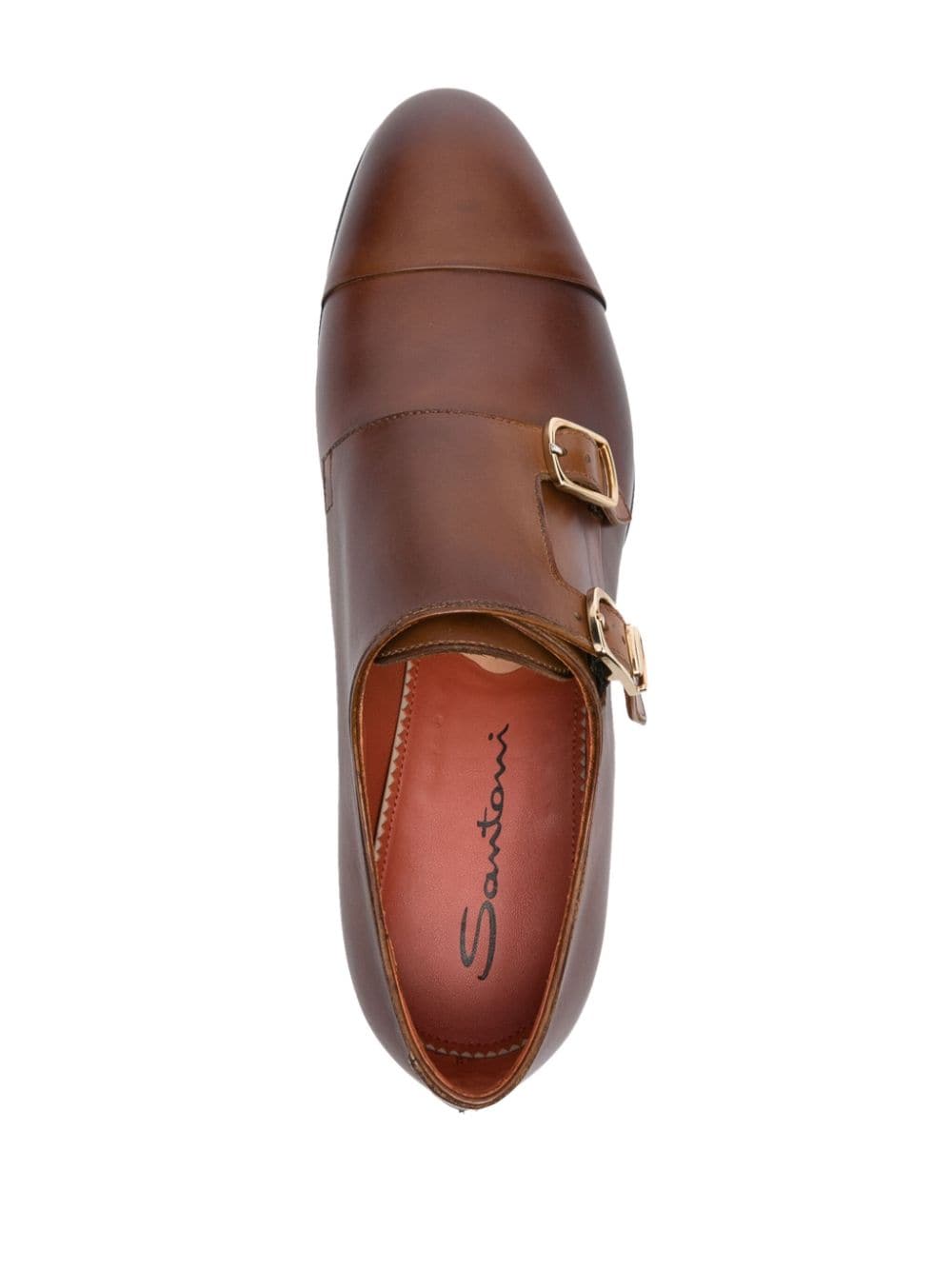 Shop Santoni Double-buckle Leather Shoes In Brown