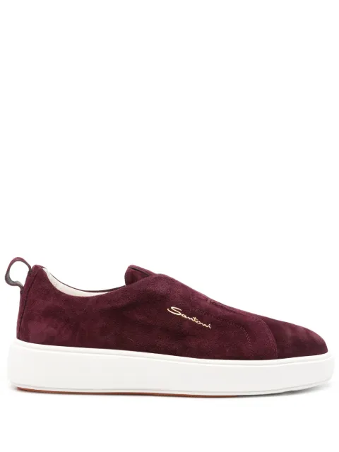 Santoni suede slip-on sneakers