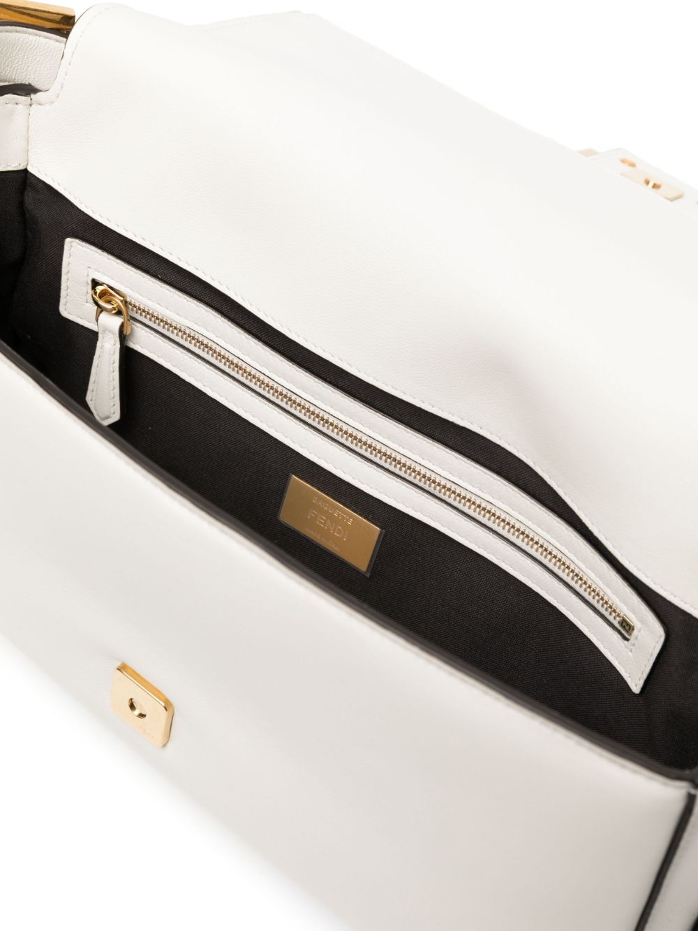 Shop Fendi Baguette Leather Shoulder Bag In White