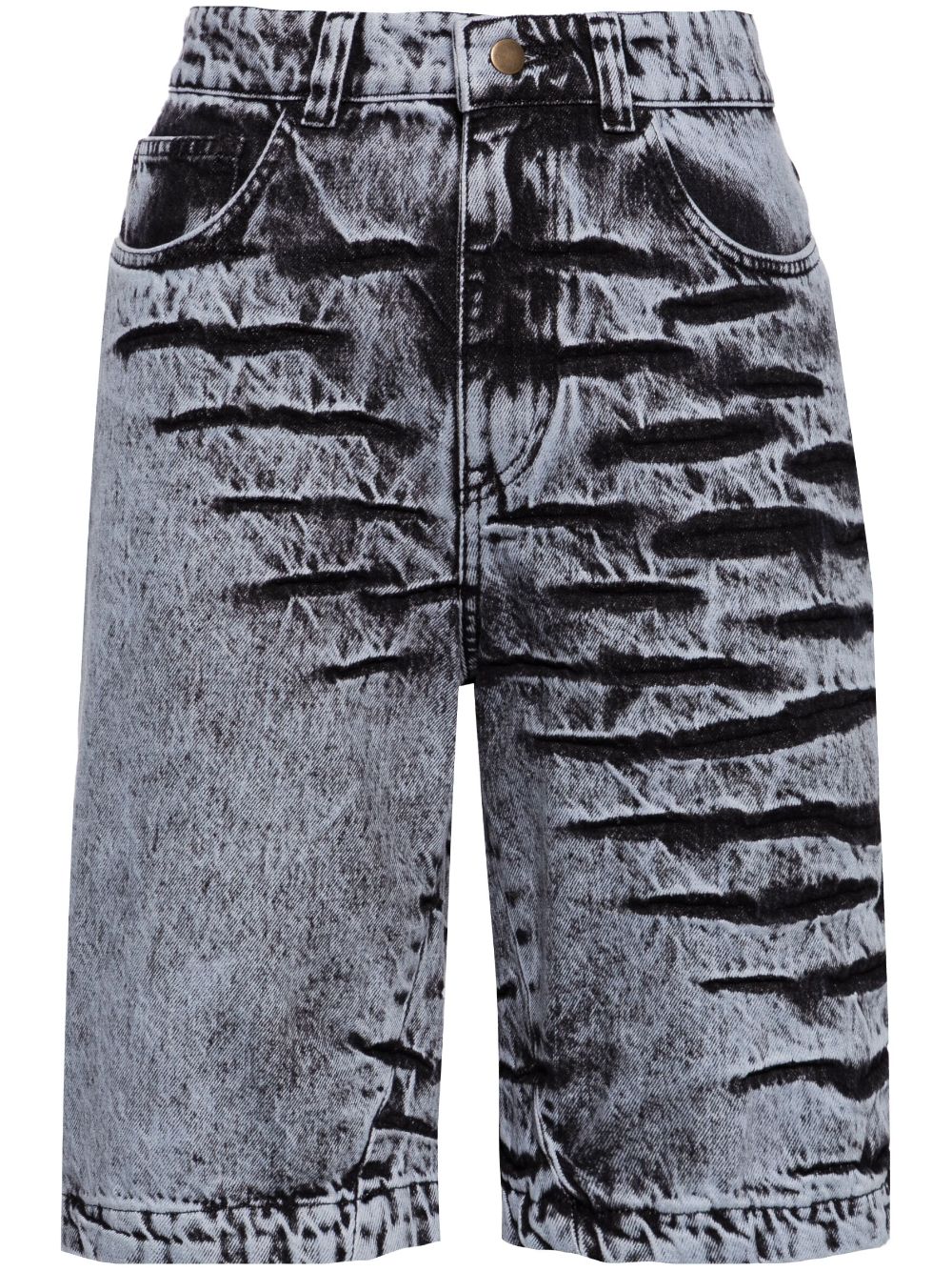 Shop Masha Popova Bleach-wash Denim Shorts In Black