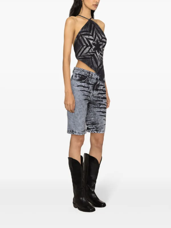 Masha Popova bleach-wash Denim Shorts | Black | FARFETCH