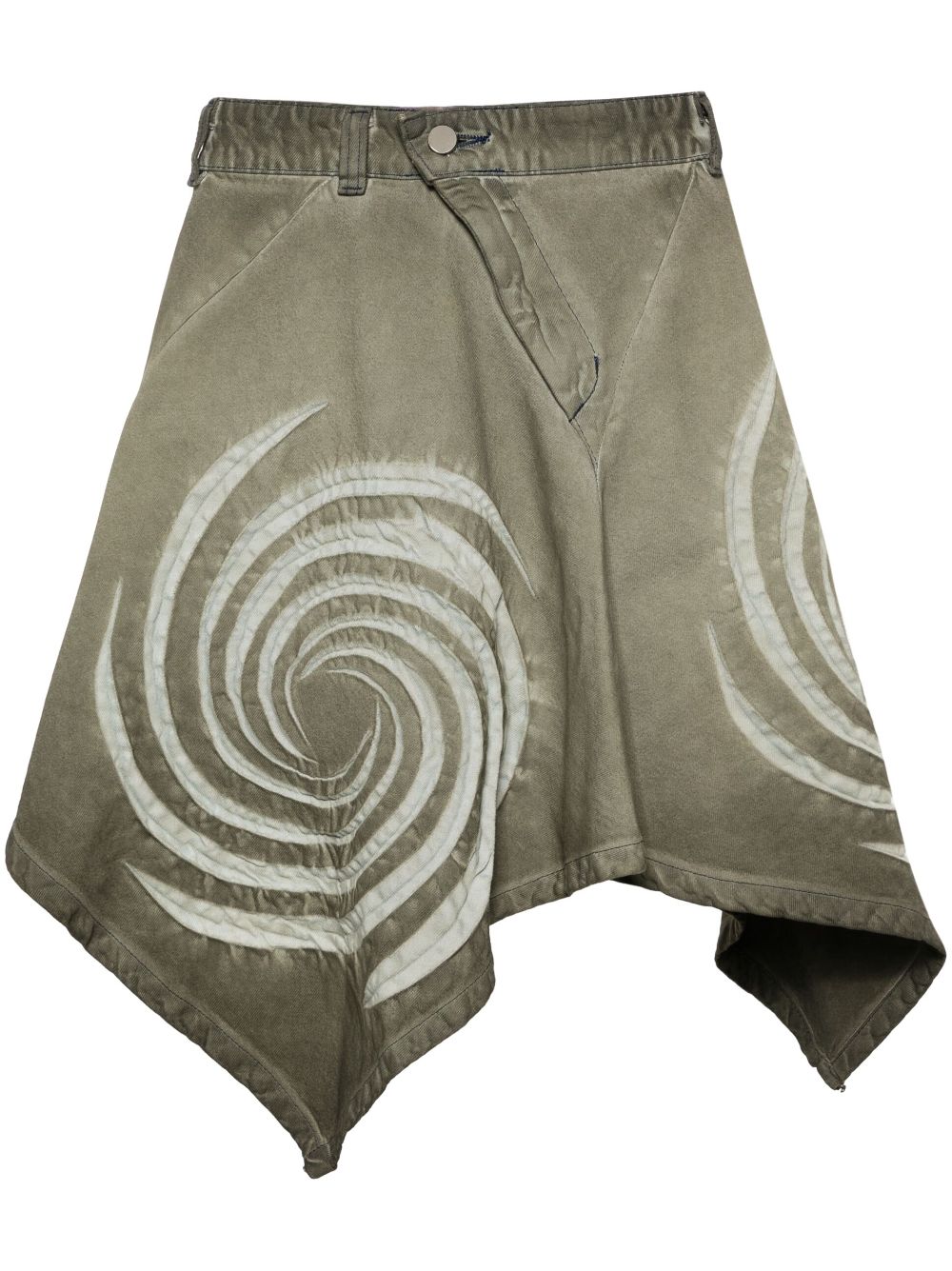 Shop Masha Popova Spiral-bound Effect Denim Miniskirt In Green