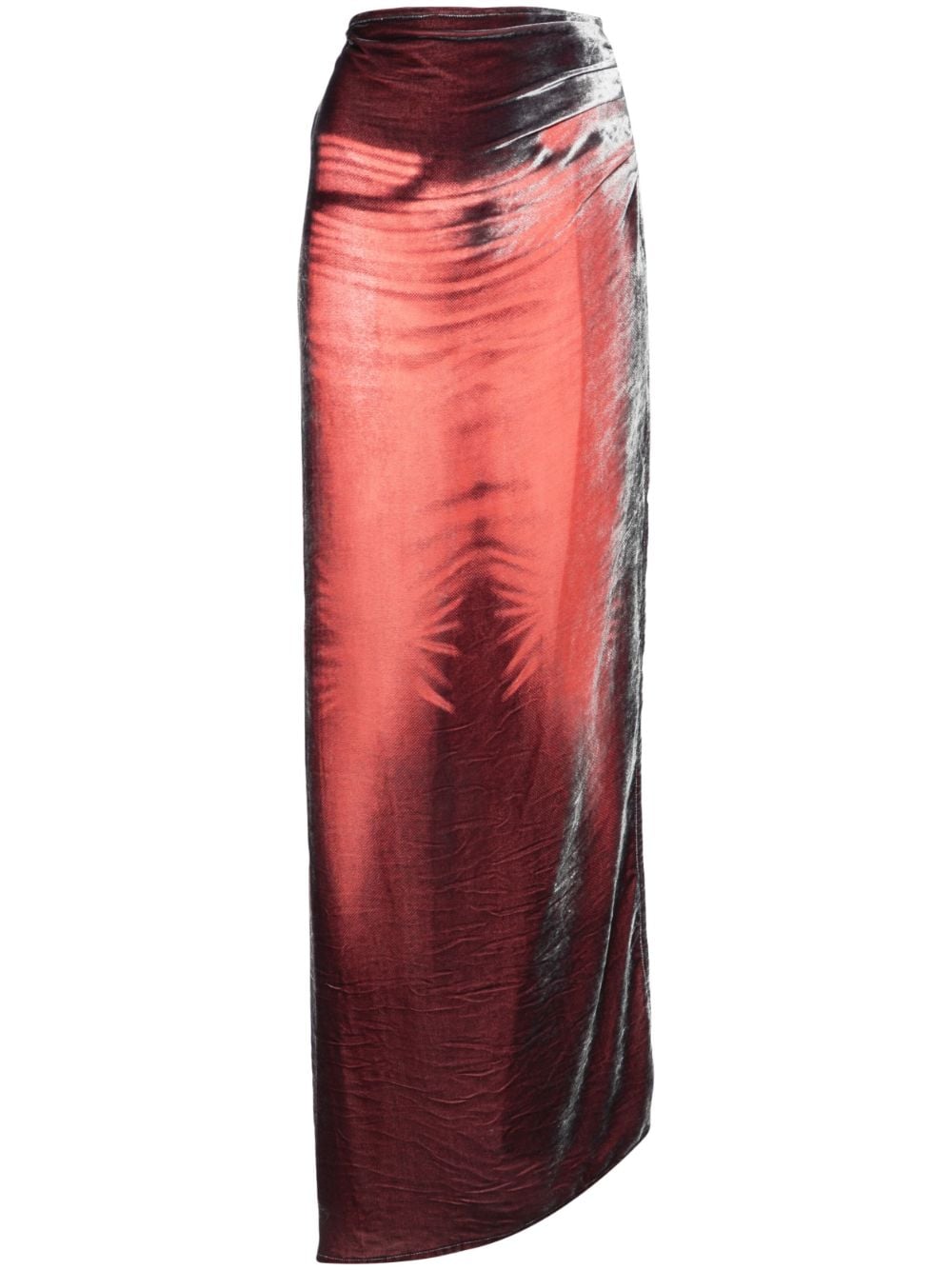Masha Popova Whiskering-effect Velvet Maxi Skirt In Red