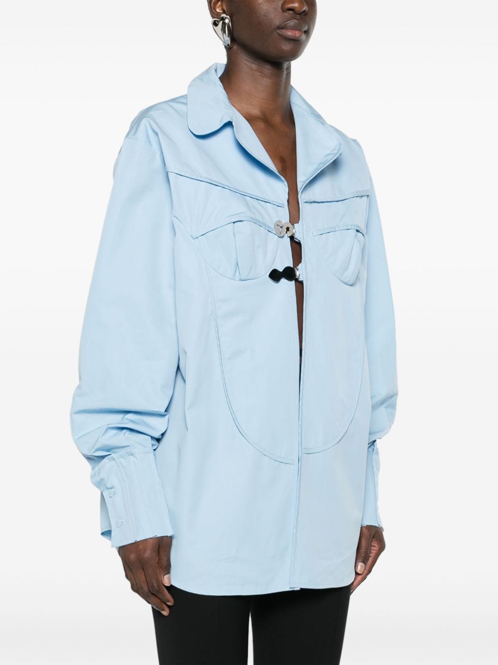 Shop Sinéad O’dwyer Pyjama Logo-buckle Shirt In Blue