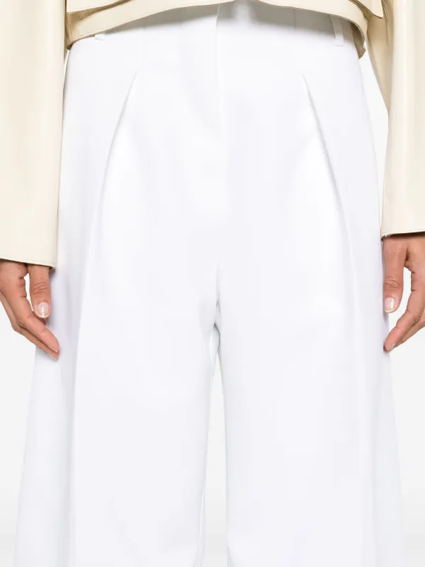 Jacquemus Ovalo Pleated Palazzo Pants | White | FARFETCH