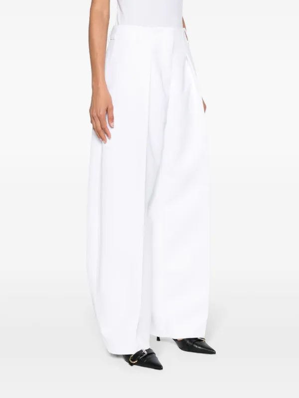 Jacquemus Ovalo Pleated Palazzo Pants | White | FARFETCH