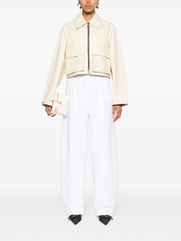 Jacquemus Ovalo Pleated Palazzo Pants | White | FARFETCH