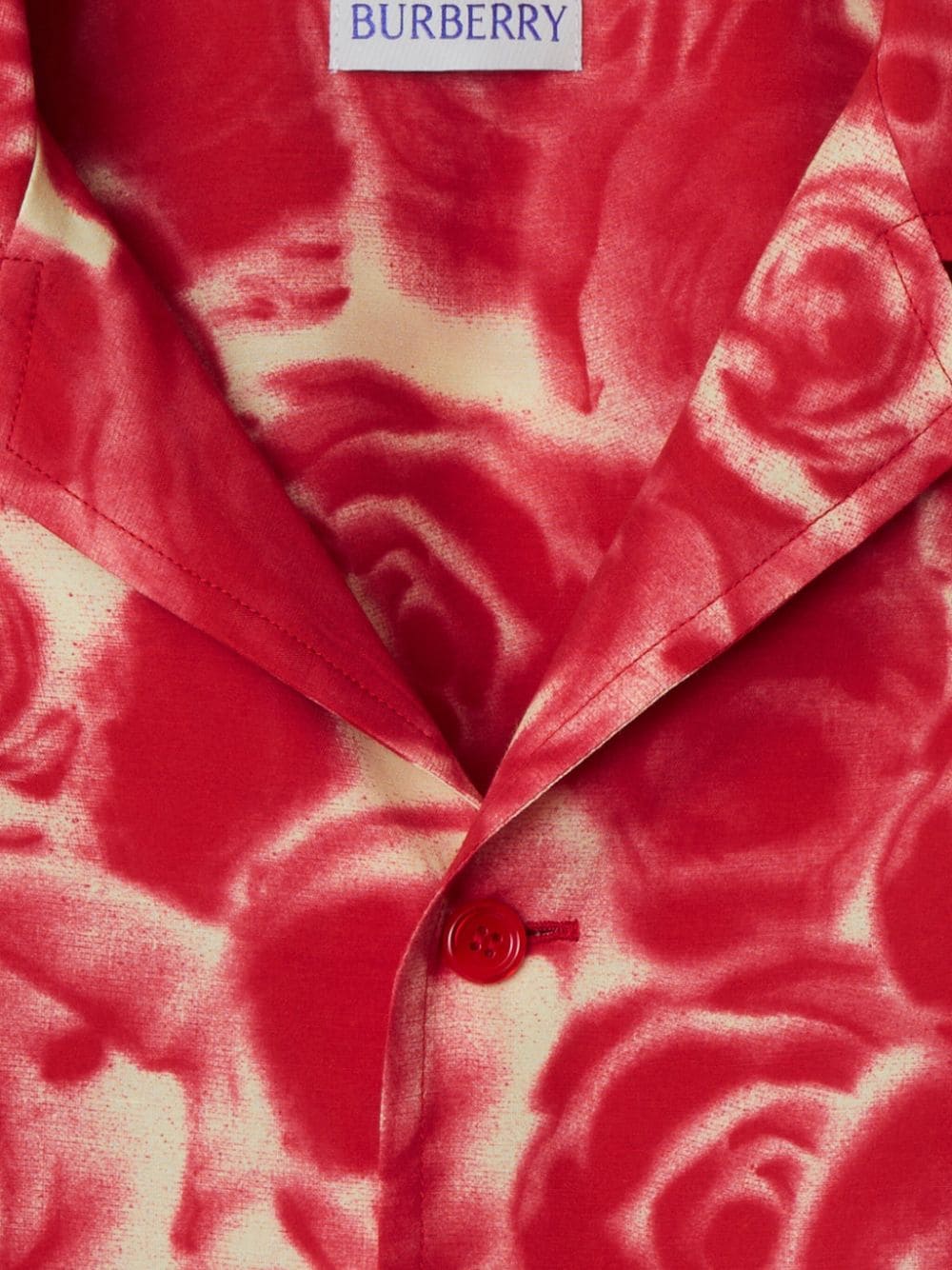 Shop Burberry Rose-print Short-sleeve Shirt In Red